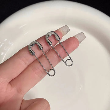 DAIIIBABYYY  -  Vintage Goth Silver Color Pin Earrings for Women Egirl Trendy Party Hollow Heart Earrings Fashion Jewelry Accessories for Gift